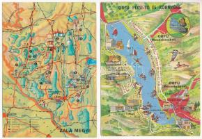 21 db MODERN térképes képeslap / 21 modern map motive postcards