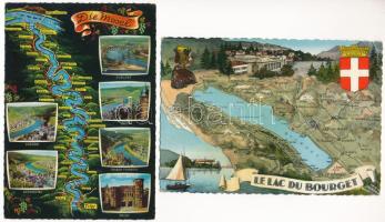 21 db MODERN térképes képeslap / 21 modern map motive postcards