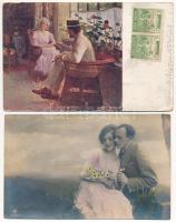 21 db RÉGI zsáner képeslap vegyes minőségben: hölgyek, szerelmes párok / 21 pre-1945 postcards in mi...