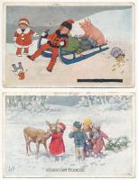 21 db RÉGI karácsonyi üdvözlő képeslap vegyes minőségben / 21 pre-1945 Christmas greeting postcards in mixed quality