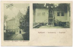 Segesvár, Schässburg, Sighisoara; Evangélikus gimnázium, kápolna, belső. W. Nagy kiadása / Lutheran grammar school, chapel, interior (ázott / wet damage)