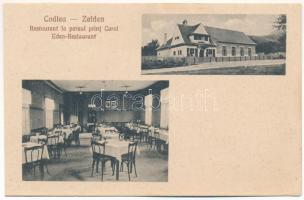 Feketehalom, Zeiden, Codlea; Restaurant la parcul print Carol Eden-Restaurant / étterem, belső. H. Christel kiadása / restaurant, interior (ázott sarok / wet corner)