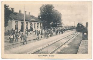 Négyfalu, Sacele; Gara Darste-Sacele / Derestye-Négyfalu vasútállomás, gőzmozdony, vonat / Dirste-Sacele railway station, locomotive, train (EK)