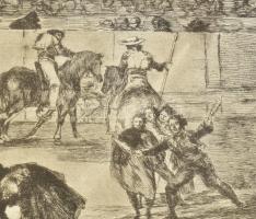Goya Y Lucientes, Francisco José (1746-1828): Bikaviadal. Rézkarc, papír, jelzés nélkül. XIX. sz. vé...