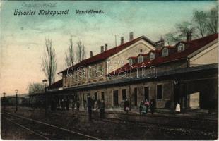 Kiskapus, Kis-Kapus, Kleinkopisch, Copsa Mica; Vasútállomás / Gara / railway station (EK)