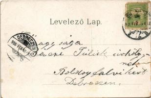 1906 Budapest, Margit szigetre vezető új híd és Szt. Lukács fürdő. litho (szakadás / tear)