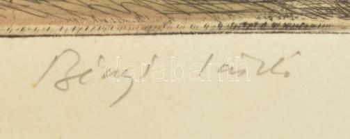 Bényi László (1909-2004): Patak partján. Színezett rézkarc, papír, jelzett, 29x39 cm