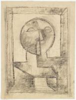 Rác András (1926-2013): Szentendrei ikon. Szén, papír, jelzés nélkül. Proveniencia: A művész hagyatéka. 40x31,5 cm