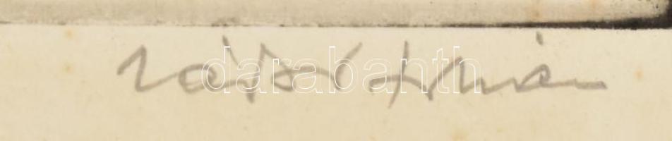 Zádor István (1882-1963): A Sötétkapu Esztergomban, rézkarc, papír, jelzett, kartonra kasírozva, kis...