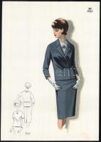 1966 3 db vintage női divatkép, ofszet nyomat, papír, 34x24 cm