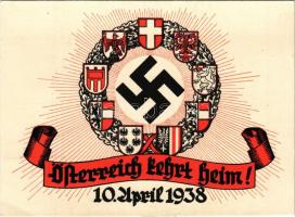 Österreich kehrt Heim! 10. April 1938 / Osztrák náci propaganda horogkereszttel / Austrian Nazi propaganda, swastika, Austrian Anschluss referendum (EK)