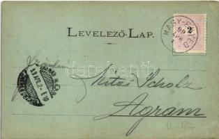 1899 (Vorläufer) Nagyenyed, Aiud; látkép, sétatéri síremlék, este / general view, monument, night. A...