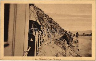 Orsova, Im Cernatal / Cserna-völgyi vasútvonal, gőzmozdony, vonat / railway line, locomotive, train (EK)