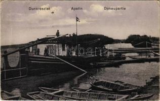 Apatin, Duna részlet / Donaupartie / Danube riverside, boats (EB)