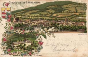 1897 Traisenthal with Kreisbach castle litho