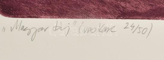 Kéri Imre (1945-): Magyar táj, 1975. Vaskarc, papír, jelzett, számozott (44/50), 35×25 cm