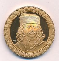Varga Géza (1951-) 2003. Rákóczi Ferenc / Pro libertate 1703-2003 hátoldalán XX Polturás érmét ábrázoló aranyozott bronz emlékérem (42,5mm) T:UNC,AU