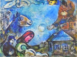 1976 Marc Chagall nyomat, ofszet, papír, Képzőművészeti Alap, 45x59 cm