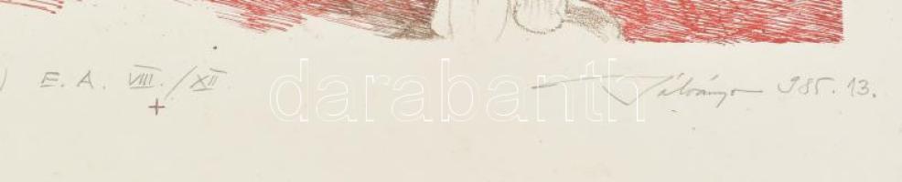 Bálványos Huba (1938-2011): Egy lángoló hozzászólás emléke, 1985. Litográfia, papír, jelzett, művész...