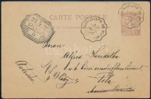 Monaco 1896 Díjjegyes levelezőlap Polába, majd továbbküldve az S.M.S. Blitz hajóra / PS card addressed to Alfred Koudelka at the Navy Casino in Pola and forwarded to S.M.S. Blitz, which at that time was in Suda Bay, Crete, taking part in the year-long international blockade of that island. Koudelka, who would be in China with S.M.S. Kaiserin Elisabeth during the Boxer Rebellion, was in command of S.M.S. Blitz at the time.