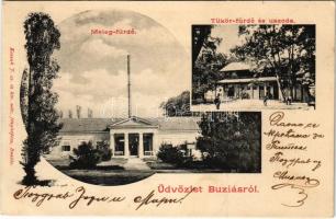 1902 Buziásfürdő, Baile Buzias; Meleg és Tükör fürdő, uszoda. Kossak J. cs. és kir. udvari fényképész / spa and swimming pool, bath (EK)