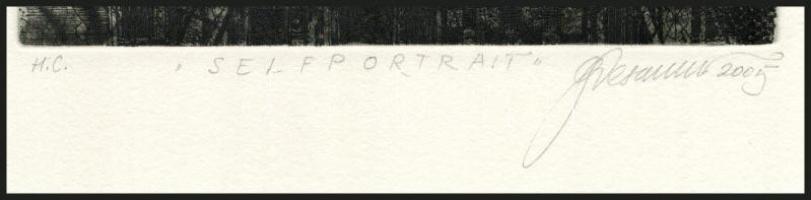 Oleg Denisenko (1961-): Önarckép, 2005. Hidegtű, papír, jelzett, művészpéldány HC jelzéssel. Lap alj...