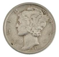 Amerikai Egyesült Államok 1924 1d (10c) Ag Mercury T:AU,XF  USA 1924. 1 Dime (10 Cents) Ag Mercury C:AU,XF Krause KM#140