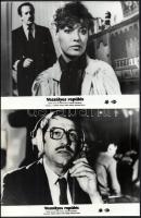 cca 1984 ,,Veszélyes repülés" című román film jelenetei és szereplői, 6 db vintage produkciós filmfotó ezüst zselatinos fotópapíron, a használatból eredő (esetleges) kisebb hibákkal, 18x24 cm