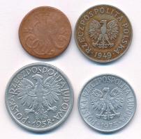 4db-os lengyel érmetétel, közte Lengyel Királyság 1767G 1gr Cu "II. Szaniszló Ágost" + 194...