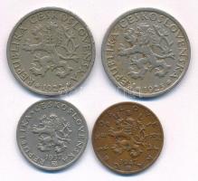 4db-os csehszlovák érmetétel, közte 1922-1925. 1K Cu-Ni (2xklf) + 1937. 20h Cu-Ni + 1947. 50h bronz ...
