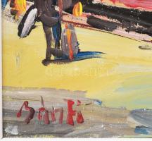 Bánfi jelzéssel: Vasútállomás. Olaj, karton, jelzett. Dekoratív fakeretben, 24×33,5 cm