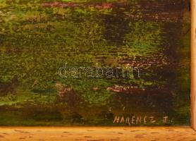 Harencz J jelzéssel: Malom. Olaj, karton, fakeretben, 19,5×25,5 cm
