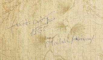 Olvashatatlan jelzéssel (a hátoldalán): Halak (akvárium). Olaj, farost, fakeretben, 20×40 cm