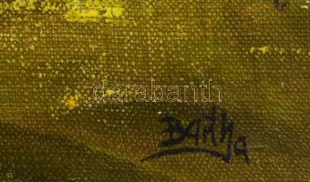 Bartha jelzéssel: Utcarészlet gémeskúttal. Olaj, vászon, fakeretben, 51×61 cm