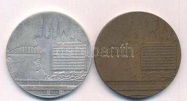 Lapis András (1942-) DN "Hotel Hungária Szeged" Ag és bronz emlékérem pár (35,99g/0.835/42...