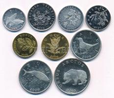 Horvátország 1999-2010. 1l-5K (9xklf) T:AU,XF
Croatia 1999-2010. 1 Lipa - 5 Kuna (9xdiff) C:AU,XF