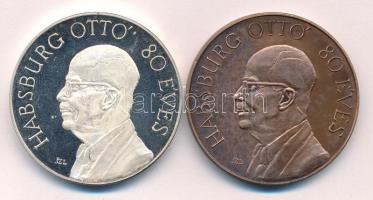 Szunyogh László (1956-) 1992. Habsburg Ottó 80 éves / Páneurópa Unió Tata ezüstözött fém és bronz emlékérem pár (42,5mm) T:UNC,AU (eredetileg PP)