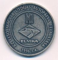 1996. Az első magyar útdíjas autópálya felavatása - M1 - ELMKA / Az első magyar hídpénz bevezetése ezüstözött Br emlékérem dísztokban (42,5mm) T:UNC,AU