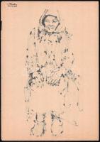 Róna Emy (1904-1988): Öreg néne őzikéje (illusztráció, első vázlatok), 2 db. Tus, papír, hátoldalán ...