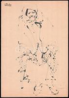 Róna Emy (1904-1988): Öreg néne őzikéje (illusztráció, első vázlatok), 2 db. Tus, papír, hátoldalán ...