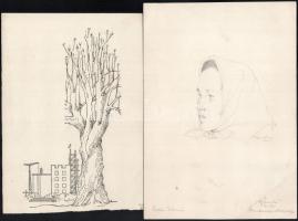 Róna Emy (1904-1988), össz. 6 db mű: Szocreál portrék és csoportképek, arcképek férjéről, Szalmás Bé...