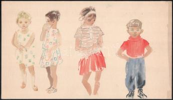 Róna Emy (1904-1988), össz. 5 db mű: Gyerekportrék, csoportképek, közte egy Kisdobos illusztráció. A...