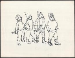 Róna Emy (1904-1988), össz. 5 db mű: Gyerekportrék, csoportképek, közte egy Kisdobos illusztráció. A...