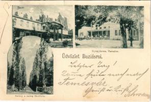 1898 (Vorläufer) Buziásfürdő, Baile Buzias; Gyógyterem, bazár, sétány a meleg fürdőhöz / spa, bazaar, promenade (vágott / cut)