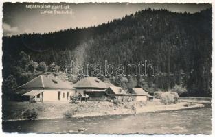 1940 Palotailva, Palota-Ilva, Lunca Bradului; Református templom és állami iskola / Calvinist church, school. photo (EK)