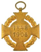 1908. "Katonai Jubileumi Kereszt" aranyozott bronz kitüntetés mellszalag nélkül T:XF Hunga...