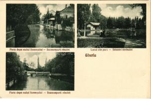 Szamosújvár, Gherla; Parte depe malul Somesului, Lacul din parc, Parte depe malul Somesului / Szamos-parti részletek, Sétatéri tó. Todoran kiadása / Somes riverside, promenade, lake