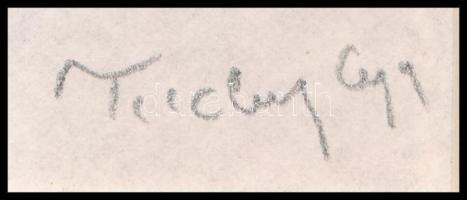 Tichy Gyula (1879-1920): Nő ernyővel, nyomat, paszpartuban, utólagos jelzéssel 14×9 cm