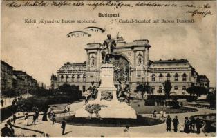 1905 Budapest VII. Keleti pályaudvar, Baross szobor, vasútállomás (fl)