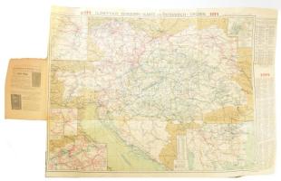 1914 Az Osztrák-Magyar Monarchia közlekedési térképe., Freytag,. borítóval 105x80 cm